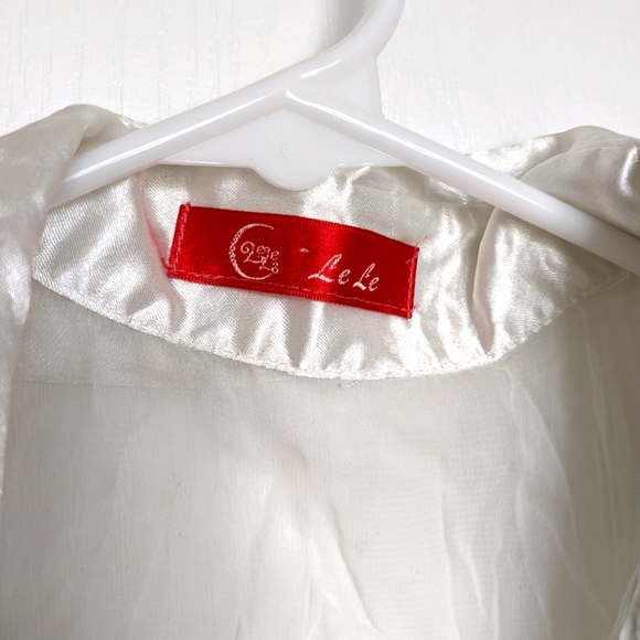 3/$15 Sheer off white vintage blouse with Black leaf Embroidery - Picture 7 of 8